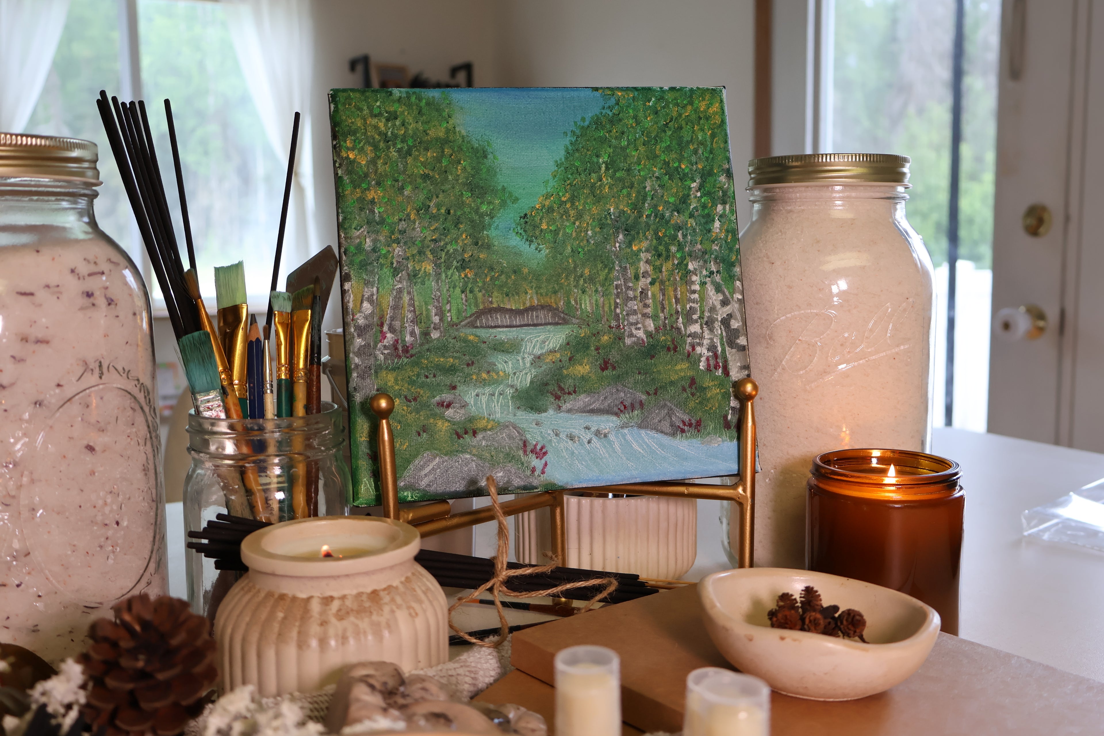 Fireweed by the River | Framed Oil Painting